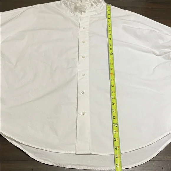 Alex Mill White Ruffle Collar Blouse Button Front Cotton Top Size L - Picture 11 of 13